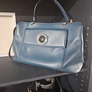 Chic Blue Leather Shoulder Bag